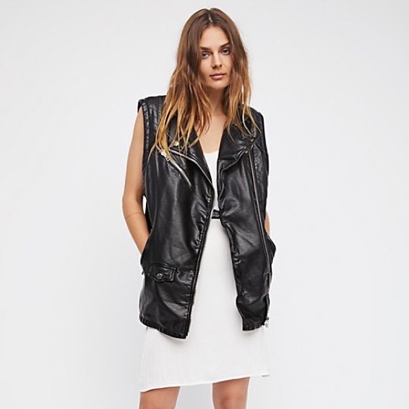 New Free People Vegan Leather Moto Vest 